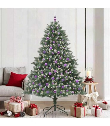 vidaXL Artificial Christmas Tree Green and white 210 cm PVC