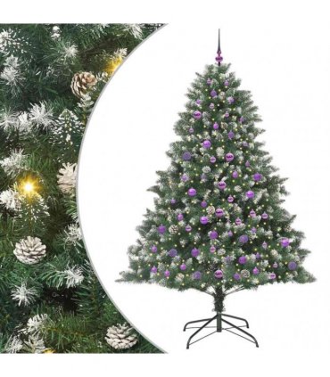 vidaXL Artificial Christmas Tree Green and white 210 cm PVC