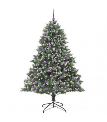 vidaXL Artificial Christmas Tree Green and white 210 cm PVC