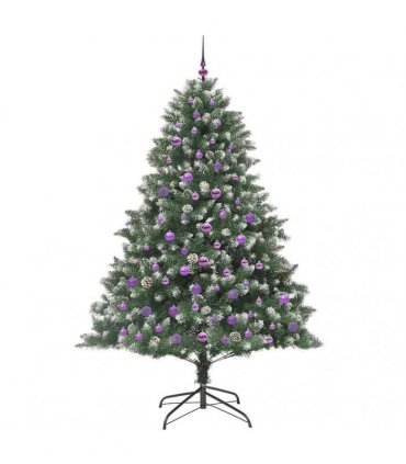 vidaXL Artificial Christmas Tree Green and white 210 cm PVC