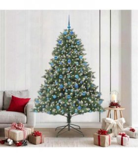 vidaXL Artificial Christmas Tree Green and white 210 cm PVC