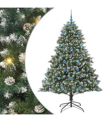 vidaXL Artificial Christmas Tree Green and white 210 cm PVC