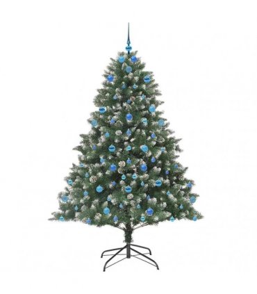 vidaXL Artificial Christmas Tree Green and white 210 cm PVC
