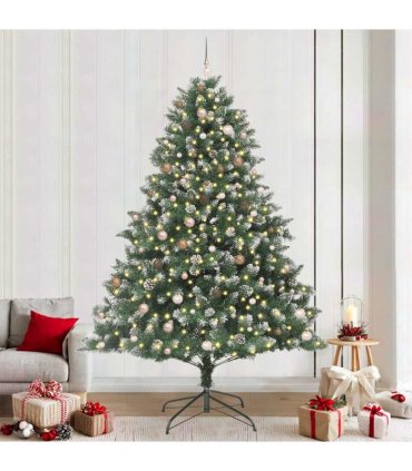 vidaXL Artificial Christmas Tree Green and white 240 cm PVC