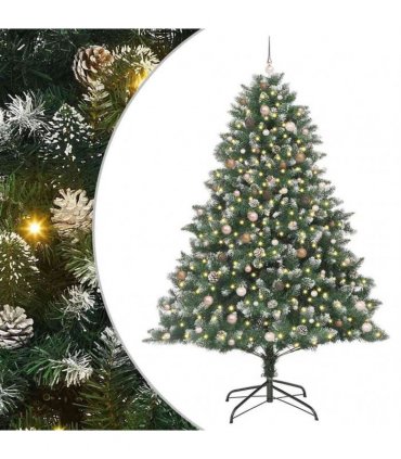 vidaXL Artificial Christmas Tree Green and white 240 cm PVC