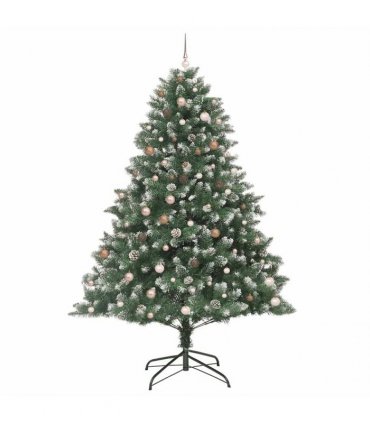 vidaXL Artificial Christmas Tree Green and white 240 cm PVC