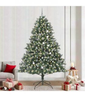 vidaXL Artificial Christmas Tree Green and white 240 cm PVC