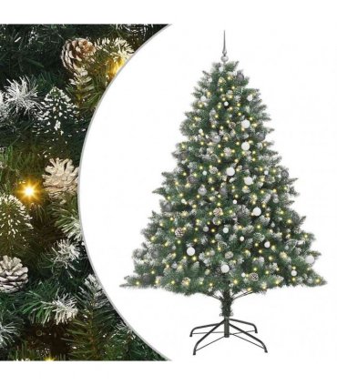 vidaXL Artificial Christmas Tree Green and white 240 cm PVC