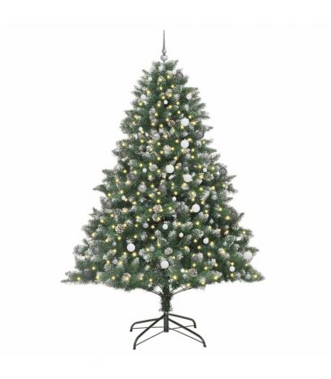 vidaXL Artificial Christmas Tree Green and white 240 cm PVC