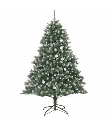 vidaXL Artificial Christmas Tree Green and white 240 cm PVC