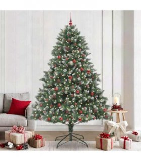 vidaXL Artificial Christmas Tree Green and white 240 cm PVC