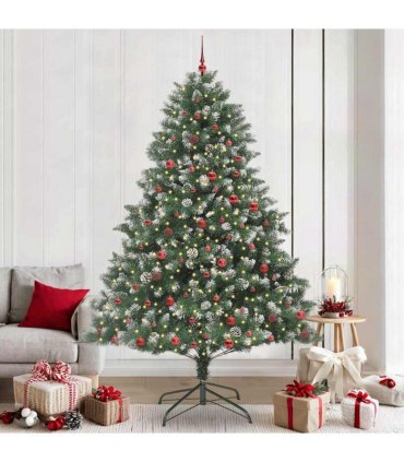 vidaXL Artificial Christmas Tree Green and white 240 cm PVC