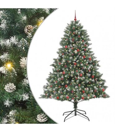 vidaXL Artificial Christmas Tree Green and white 240 cm PVC