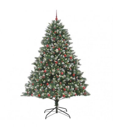 vidaXL Artificial Christmas Tree Green and white 240 cm PVC