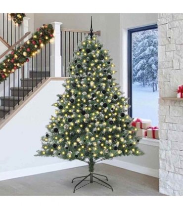 vidaXL Artificial Christmas Tree Green and white 240 cm PVC