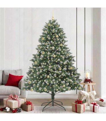 vidaXL Artificial Christmas Tree Green and white 240 cm PVC