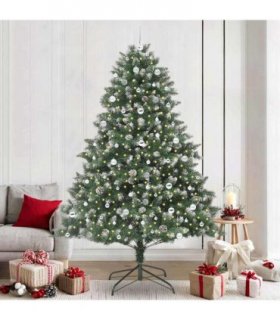vidaXL Artificial Christmas Tree Green and white 240 cm PVC