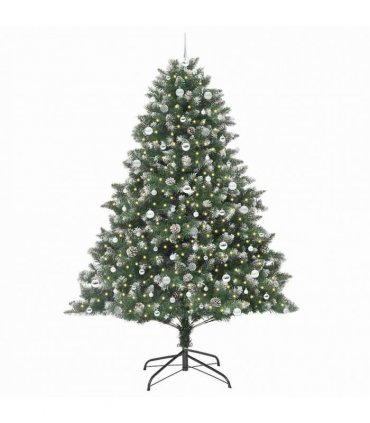vidaXL Artificial Christmas Tree Green and white 240 cm PVC