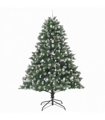 vidaXL Artificial Christmas Tree Green and white 240 cm PVC