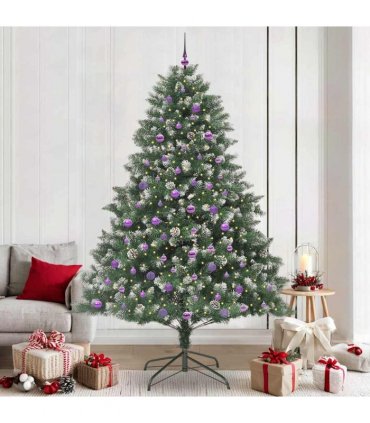 vidaXL Artificial Christmas Tree Green and white 240 cm PVC