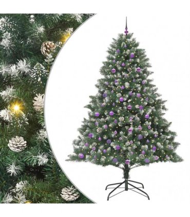 vidaXL Artificial Christmas Tree Green and white 240 cm PVC