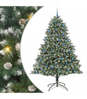 vidaXL Artificial Christmas Tree Green and white 240 cm PVC
