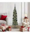 vidaXL Artificial Slim Christmas Tree Green and White 120 cm PVC