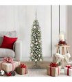 vidaXL Artificial Slim Christmas Tree Green and White 120 cm PVC