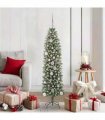 vidaXL Artificial Slim Christmas Tree Green and White 150 cm PVC