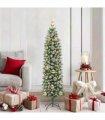 vidaXL Artificial Slim Christmas Tree Green and White 150 cm PVC