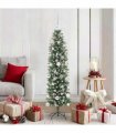 vidaXL Artificial Slim Christmas Tree Green and White 150 cm PVC