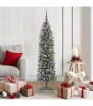 vidaXL Artificial Slim Christmas Tree Green and White 150 cm PVC