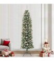 vidaXL Artificial Slim Christmas Tree Green and White 240 cm PVC