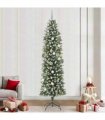 vidaXL Artificial Slim Christmas Tree Green and White 240 cm PVC