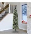 vidaXL Artificial Slim Christmas Tree Green and White 240 cm PVC