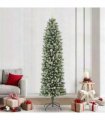 vidaXL Artificial Slim Christmas Tree Green and White 240 cm PVC