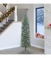 vidaXL Artificial Slim Christmas Tree Green and White 240 cm PVC