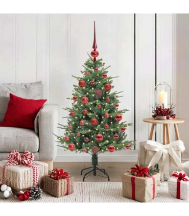 vidaXL Artificial Christmas Tree 150 LEDs Warm White PVC and PE Green