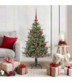 vidaXL Artificial Christmas Tree 150 LEDs Warm White PVC and PE Green