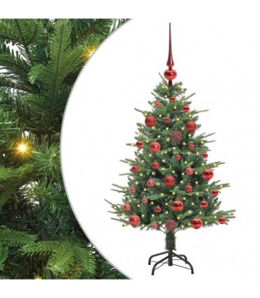 vidaXL Artificial Christmas Tree 150 LEDs Warm White PVC and PE Green