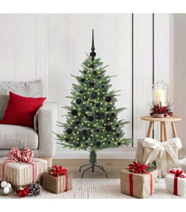 vidaXL Artificial Christmas Tree 150 LEDs Warm White PVC and PE Green