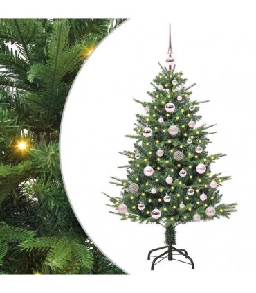 vidaXL Artificial Christmas Tree 150 LEDs Warm White PVC and PE Green