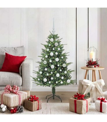 vidaXL Artificial Christmas Tree 150 LEDs Warm White PVC and PE Green