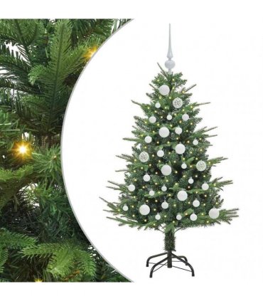 vidaXL Artificial Christmas Tree 150 LEDs Warm White PVC and PE Green
