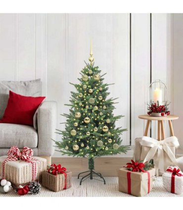 vidaXL Artificial Christmas Tree 150 LEDs Warm White PVC and PE Green
