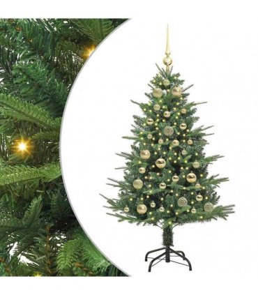 vidaXL Artificial Christmas Tree 150 LEDs Warm White PVC and PE Green