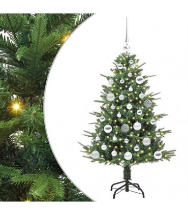 vidaXL Artificial Christmas Tree 150 LEDs Warm White PVC and PE Green