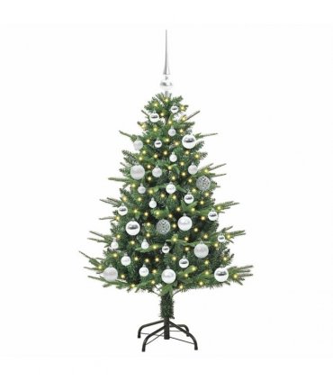 vidaXL Artificial Christmas Tree 150 LEDs Warm White PVC and PE Green
