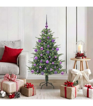 vidaXL Artificial Christmas Tree 150 LEDs Warm White PVC and PE Green