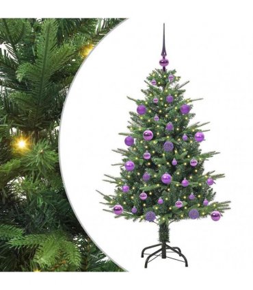 vidaXL Artificial Christmas Tree 150 LEDs Warm White PVC and PE Green